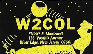 QSL Card Ham Radio PostCard 1960’s River Edge, New Jersey W2COL Glittery Moon - Picture 1 of 2