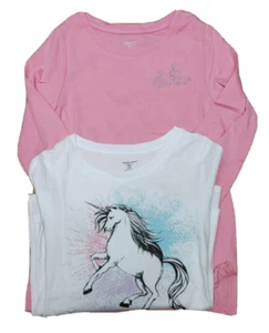 NEW Member's Mark 2-Pack My Favorite Tees Long Sleeve Unicorn White/Pink 4/5 - Picture 1 of 1