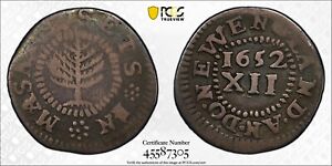 1652 Pine Tree Shilling, Small Planchet PCGS Fine Detail Exc. Clipping