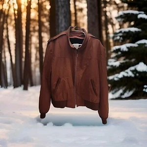 London Fog Herren Canvas Bomberjacke herausnehmbares Futter rost Größe 46 reg Vintage - Bild 1 von 13