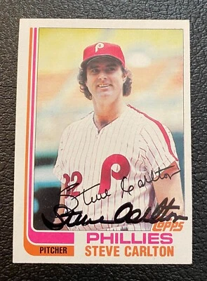 Steve Carlton signed 1982 Topps card # 480 Philadelphia Phillies w/ COA - Image 1 of 2