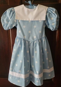 Vintage Ruth Of Carolina Blue- Polka Dot  Collared Dress w/sash sz. 5 - Picture 1 of 6