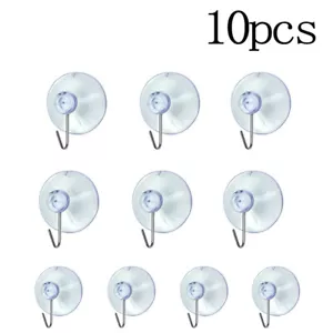 10 Saugnäpfe Mit Haken Saugnapf Saughaken Fenster Wand Handtuchhalter Stark - Bild 1 von 11