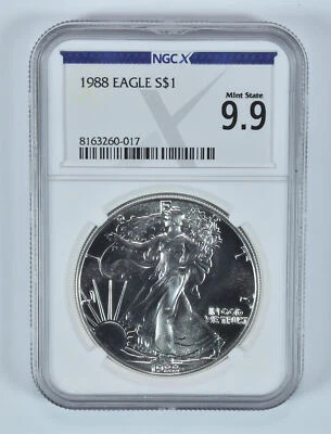 1988 American Silver Eagle Mint State 9.9 NGC X NGCX - Image 1 of 4