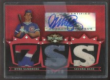 2007 Topps Triple Threads Ruby Ryne Sandberg Cubs HOF Patch AUTO 5/18