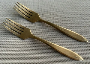 2 Salad Forks Regal Dirilyte Dirigold Goldware Clover Backstamp 20052 Vintage - Picture 1 of 3