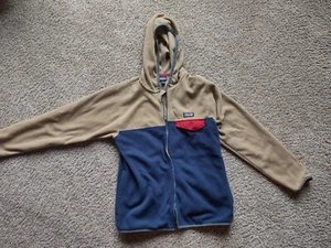 Patagonia Jacket Boys Large Blue Brown Fleece Full Zip Pockets - Size 12 - NWOT - Picture 1 of 5