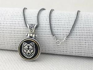 Gray Wolf Design 925 Sterling Silver Necklace with Rotating Center, chain # 437 - Picture 1 of 2
