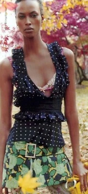 Blusa de Seda DOLCE & GABBANA Lunares Halter Top Encaje Negro Blanco 40 4 Pequeña NUEVA Foto 1 de 4