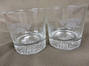 Vtg Chivas Regal 12 Year Aged Scotch Double Rocks Whiskey Glasses Star Bottom  - Picture 1 of 4