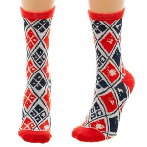 Harley Quinn Crew Socks DC Comics Card Diamonds Pattern Suicide Squad Womens - Picture 1 of 2