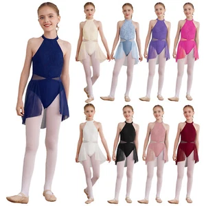 UK Girls Lyrical Ballet Dance Dress Ballroom Skirt Modern Gymnastics Leotards - Picture 1 of 106