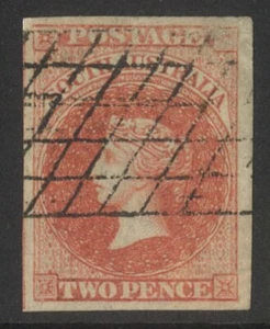 South Australia 1856 Queen Victoria WMK Large Star 2d Stamp Red SG9 Used - Picture 1 of 1