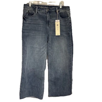 Laurie Felt W-14 Jeans Daisy Denim Wide Leg Crop Blue NWT Stretch Cut Offs - Image 1 of 4