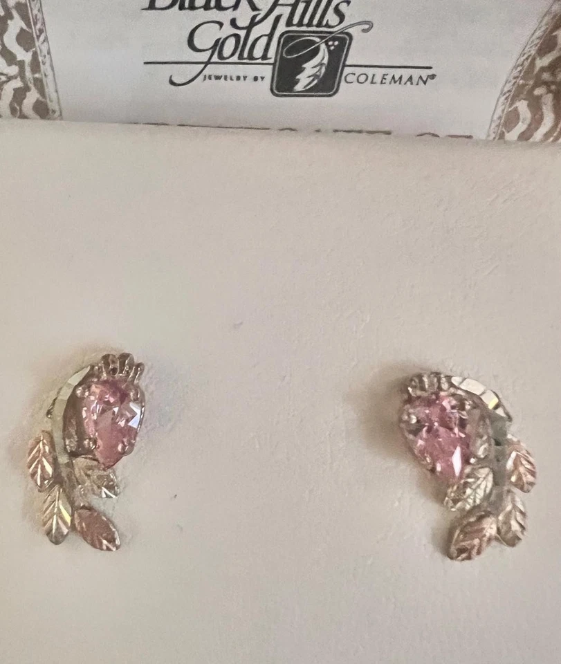 Pendientes de oro Black Hills con tachuelas marquesa rosa NUEVOS Foto 1 de 1