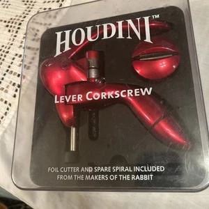 Houdini Lever Corkscrew Wine Bottle Opener w/Foil Cutter & Spare Spiral GUC - Picture 1 of 3