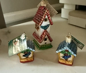 Old World Christmas Ornament NEW Birdhouse Bird House Lot 2004 & 2006 - Picture 1 of 5