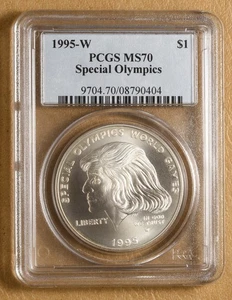 1995 W Special Olympics Commemorative Silver Dollar PCGS MS70 - Picture 1 of 2