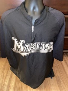 Florida Marlins MAJESTIC Cool Base 1/4 Zip Black Pullover Size 2XL - Picture 1 of 7