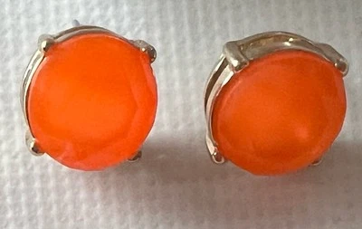 J. Crew Surgical Steel Faceted Post Earrings Neon Orange Signed True Retro Y2K  - Image 1 of 4