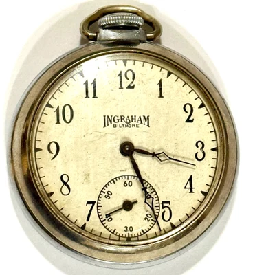 Reloj Bolsillo Ingraham Baltimore Vintage Años 16 Funciona Foto 1 de 4