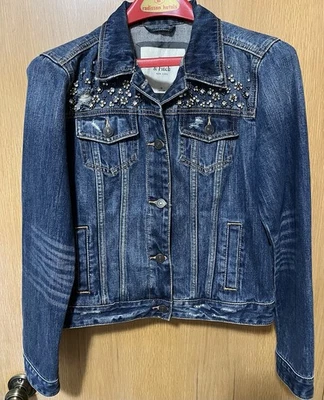 Chaqueta de Jean Abercrombie & Fitch Embellecida Para Mujer Talla Mediana Denim Envejecido Foto 1 de 4