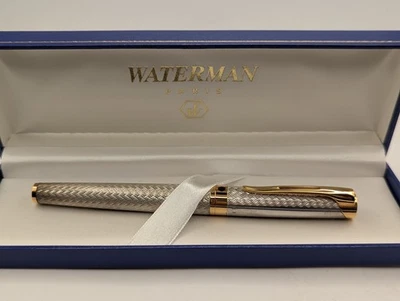 Pluma Estilográfica Waterman L'etalon Plata Esterlina en Caja Oro 18k Plumín Mediano Foto 1 de 4