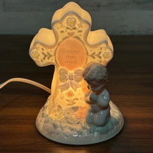 YH Porzellan Beten zu Jesus unserem Herrn Kreuz Licht Figur 5,5" x 3,75" 1997 - Bild 1 von 10