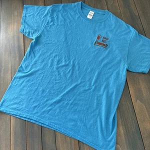 T-shirt vintage ricamata Bahi Hut Sarasota FL storica Tiki Bar blu (D9) - Foto 1 di 6