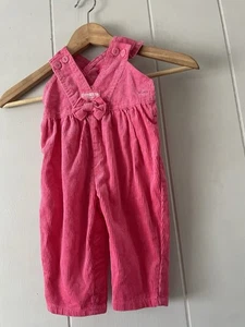 Vintage Oshkosh B’Gosh Corduroy Vestback Overalls Pink Bow Size 3-6 Made In USA - Picture 1 of 13