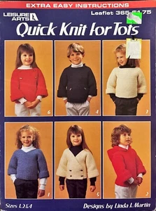 Quick Knit for Tots Leaflet 385 Leisure Arts Vintage Patterns Easy instructions - Picture 1 of 1