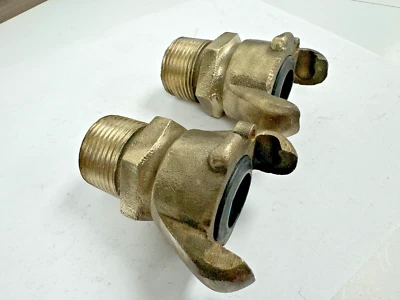 2pc Spark Resistant Brass Universal Coupling Pneumatic Fitting Set 1" MNPT AB12 - Image 1 of 4