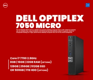 Dell Optiplex 7050 Micro Desktop - i7 7700 2.9GHz | Wi-Fi | Reconditioned - Picture 1 of 1