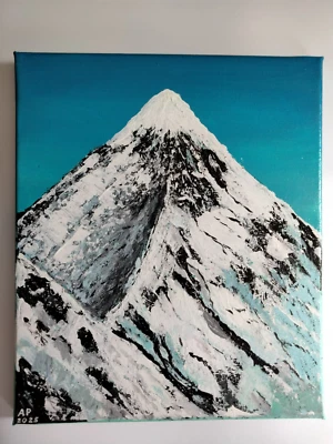 Pintura Acrílica Original Lienzo Estirado 11.5"x9.75"x0.5" Decoración de Pared Montaña Foto 1 de 4