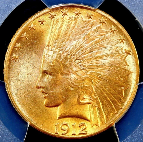 1912 P $10 INDIAN HEAD EAGLE PCGS UNCIRCULATED MS 64 Cover