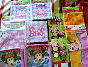 Minnie Mouse Birthday Party Supplies Disney large Set plate tablecover  loot bag - Picture 1 of 2