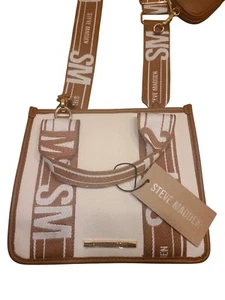 NWT Steve Madden Viral TikTok Purse Bwebber Canvas Creme Brown/Crossbody Tote - Picture 1 of 11