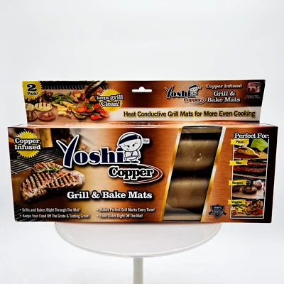 Paquete de 2 alfombrillas para parrilla y hornear con infusión de cobre Yoshi, reutilizables nuevas Foto 1 de 4