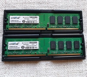 Memoria RAM 4GB 2 x 2GB DDR2 PC2-8500 1066 DIMM Crucial CT25664AA1067.K16F - Imagen 1 de 3