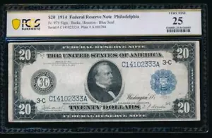 AC Fr 974 1914 $20 Philadelphia FRN PCGS 25 Burke/Houston ! - Picture 1 of 2