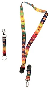 Emoji multi color Lanyard and  Key-chain SMILEY FACES lanyard rainbow color  - Picture 1 of 6