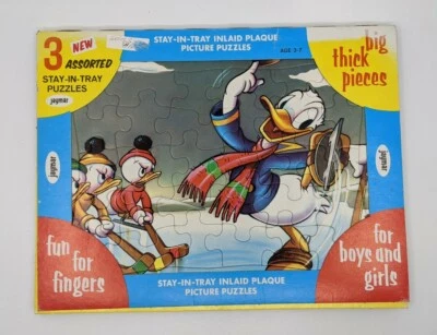 Vintage Walt Disney's Inlaid Jaymar Jigsaw Puzzle Children's Donald Set of 3 - Image 1 of 4