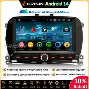 8-Kern DAB+Android 14 Autoradio GPS CarPlay RDS 64GB für Fiat 500 500C 500S 500E - Bild 1 von 23