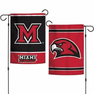MIAMI REDHAWKS 12"X18" 2 SIDED GARDEN FLAG WINCRAFT 👀 - Picture 1 of 1