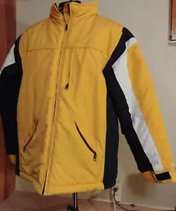 Giacca sci parka XL vintage donna anni 80 0P GIALLA ZIP COLOR BLOCK PUFFER SNOWBOARD - Foto 1 di 8