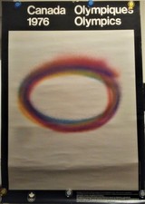 1976 Montreal Summer Olympics Poster Multicoloured Overlapping Rings 24x35"  