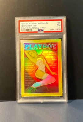 1995🔥LOW POP Playboy Chromium Card Feb 1991 Refractor~Pamela Anderson #86 PSA 7 - Image 1 of 2