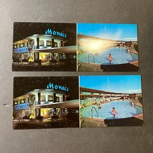 LOT OF 2: LAS VEGAS, Nevada NV~ Roadside THE MONACO MOTEL 1966 Long Postcard - Picture 1 of 5