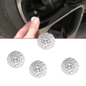 Car Rhinestone Tire Valve Caps Diamond Shining White Air Caps Auto Accessories - Picture 1 of 12