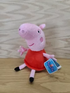 Abito rosso Peppa Pig 6" peluche Hasbro/Just Play rosa pulito maiale con etichetta - Foto 1 di 12